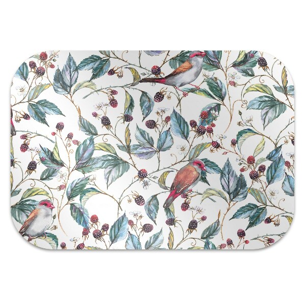 Chair mat floor panels protector Birds in raspberries
