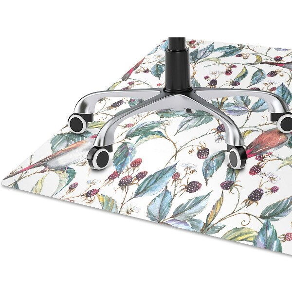 Chair mat floor panels protector Birds in raspberries