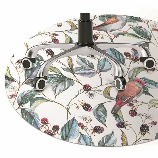Chair mat floor panels protector Birds in raspberries