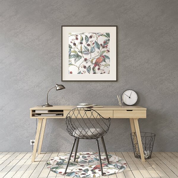 Chair mat floor panels protector Birds in raspberries
