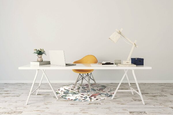 Chair mat floor panels protector Birds in raspberries