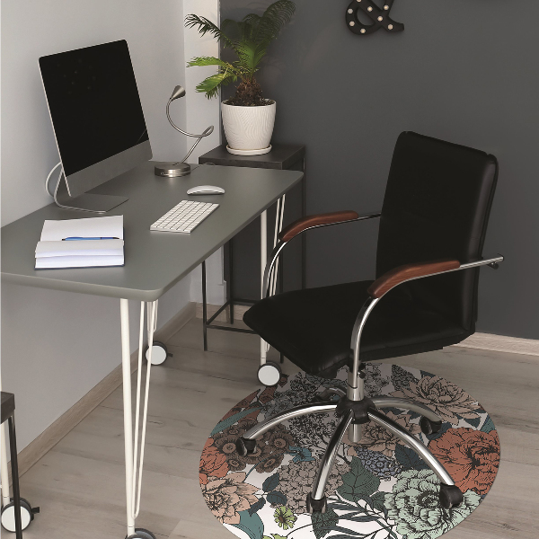 Computer chair mat retro flowers