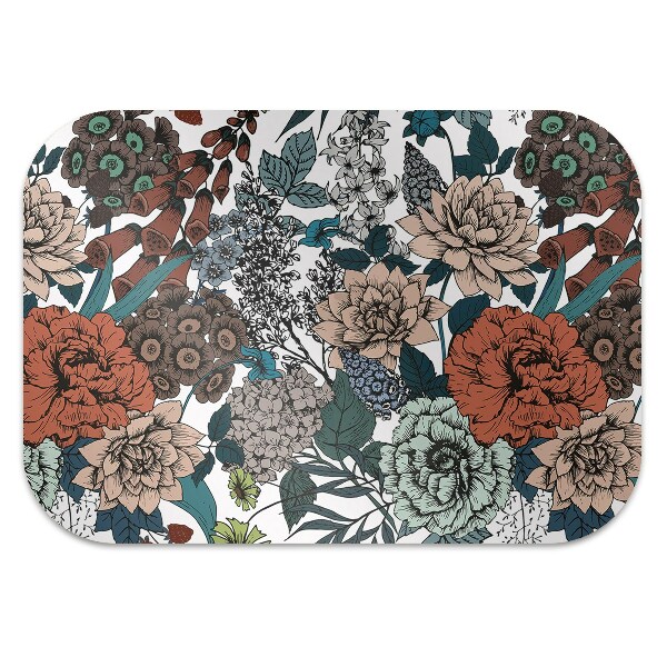 Computer chair mat retro flowers