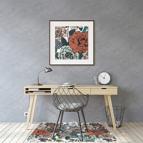 Computer chair mat retro flowers