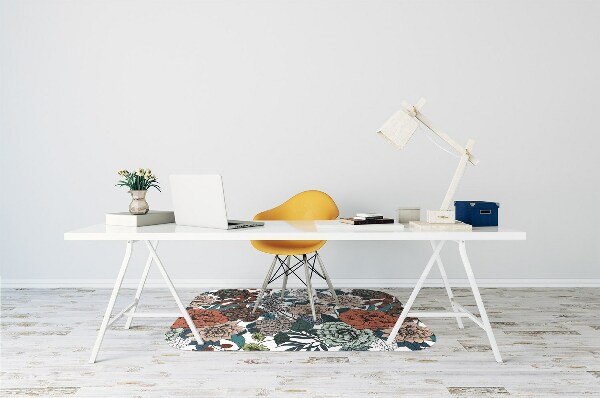 Computer chair mat retro flowers