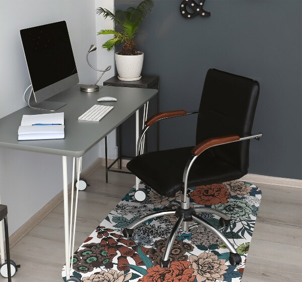 Computer chair mat retro flowers