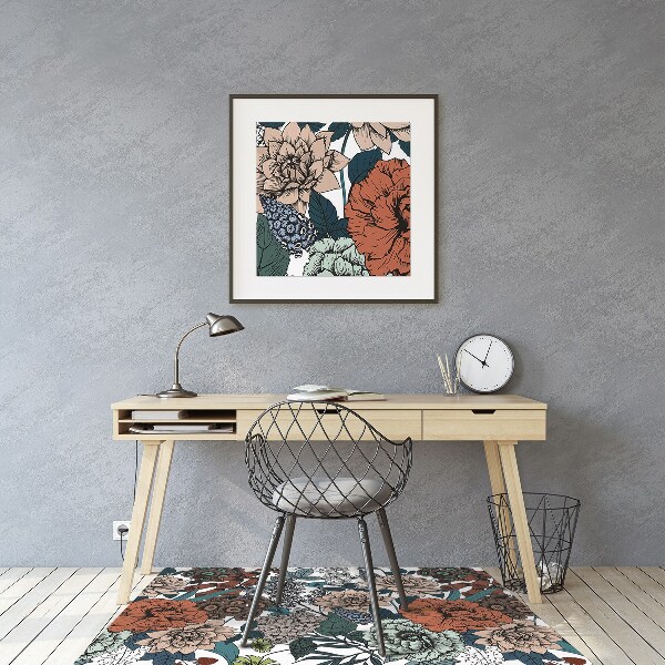 Computer chair mat retro flowers