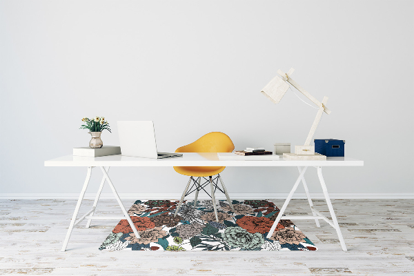 Computer chair mat retro flowers