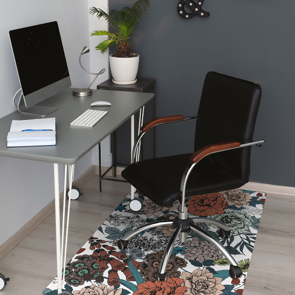Computer chair mat retro flowers