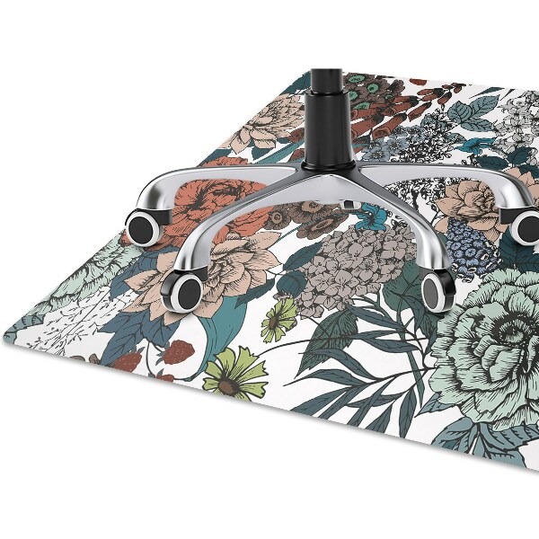 Computer chair mat retro flowers