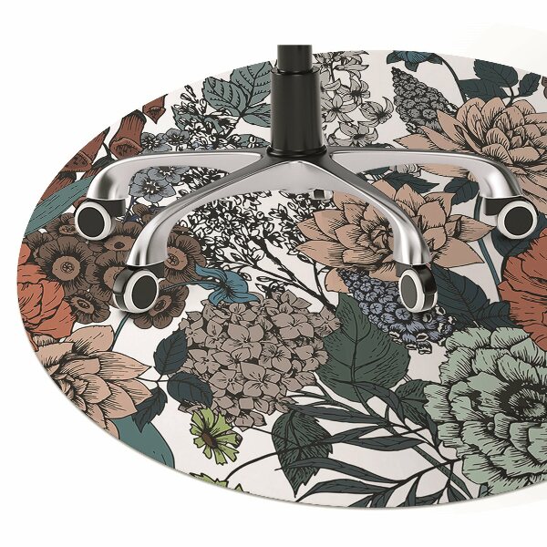 Computer chair mat retro flowers