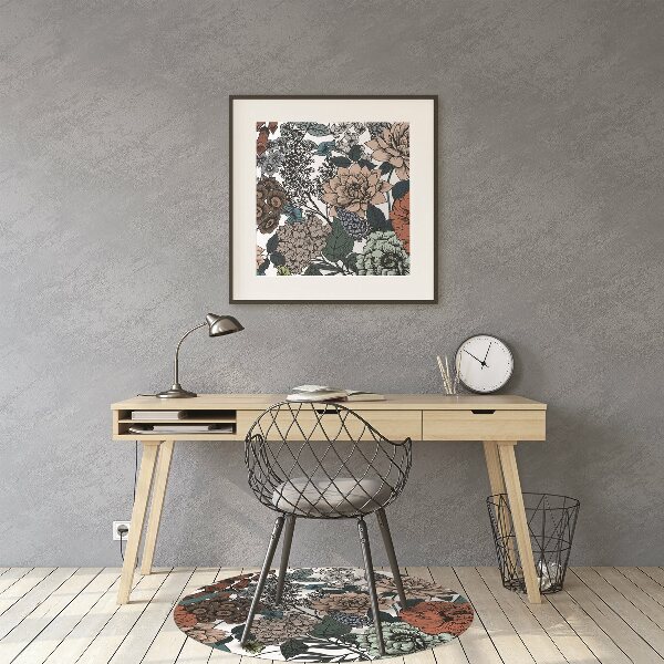 Computer chair mat retro flowers