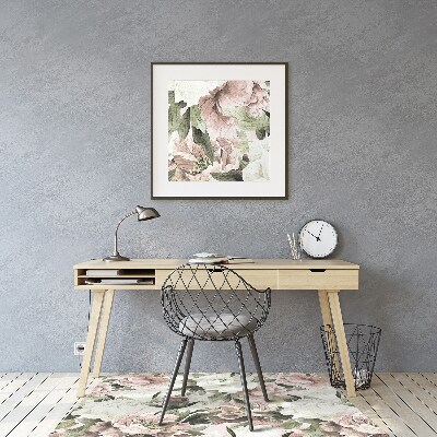 Office chair floor protector Vintage bouquet of roses