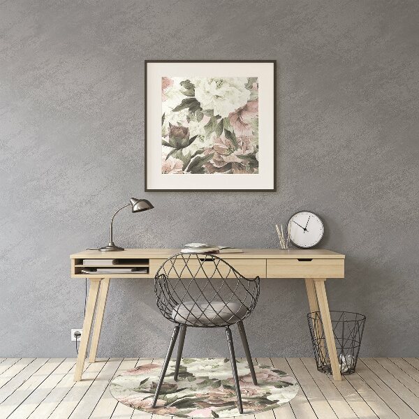 Office chair floor protector Vintage bouquet of roses