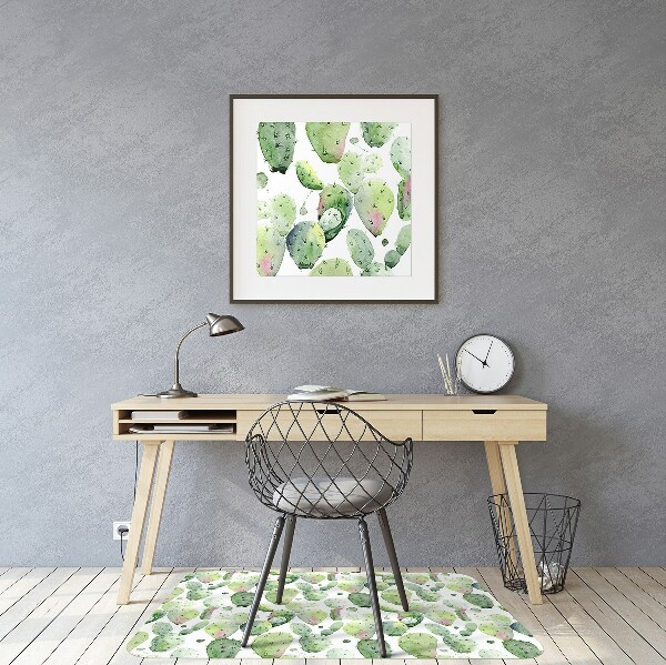 Office chair floor protector tropical cacti