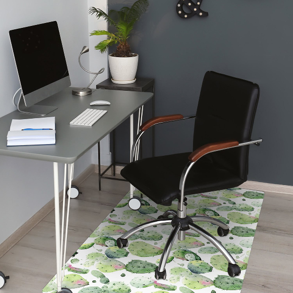 Office chair floor protector tropical cacti