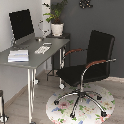 Office chair mat drawn flowers