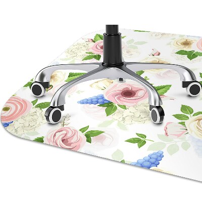 Office chair mat drawn flowers