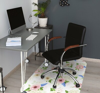 Office chair mat drawn flowers