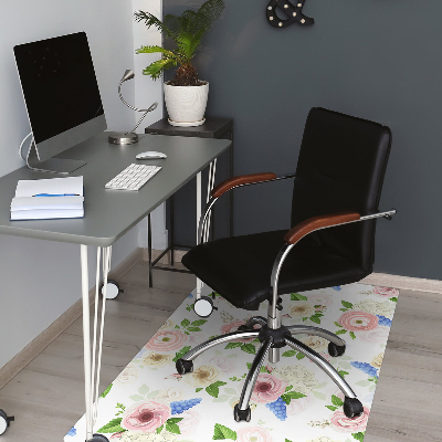 Office chair mat drawn flowers