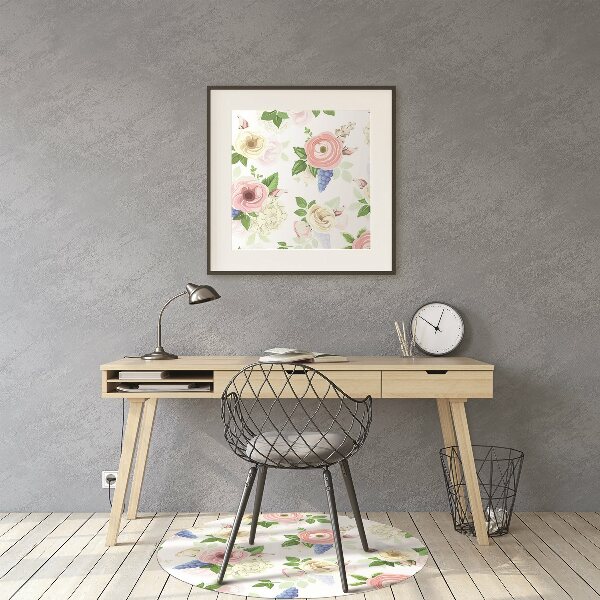 Office chair mat drawn flowers