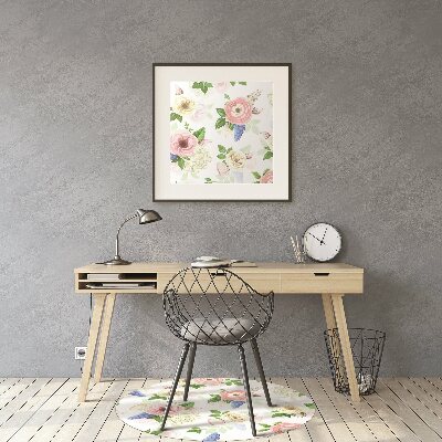 Office chair mat drawn flowers