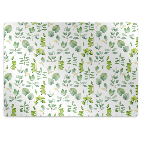 Office chair floor protector green leaves