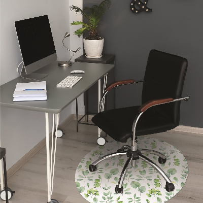 Office chair floor protector green leaves