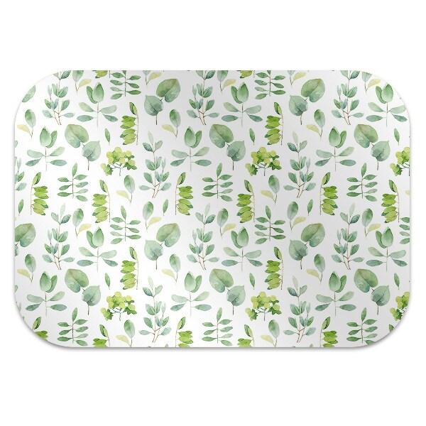 Office chair floor protector green leaves