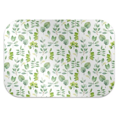 Office chair floor protector green leaves