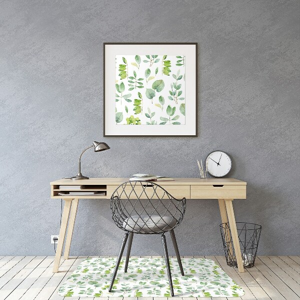 Office chair floor protector green leaves