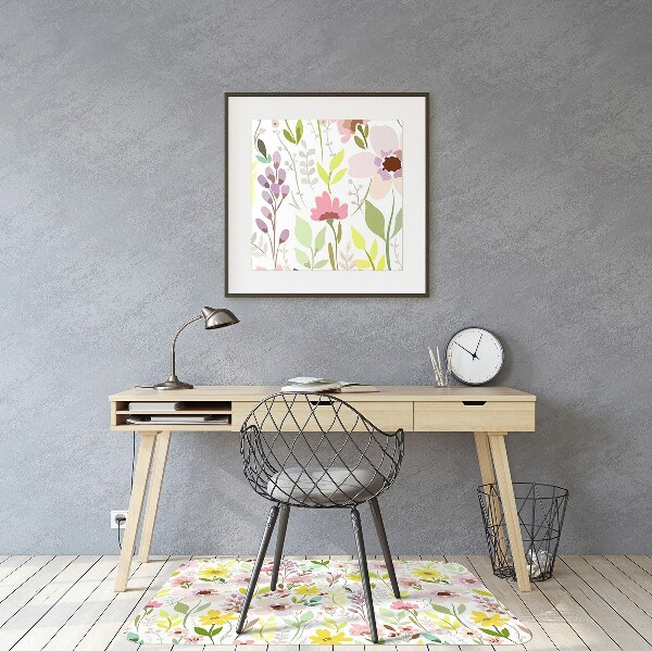 Office chair mat Colorful flowers