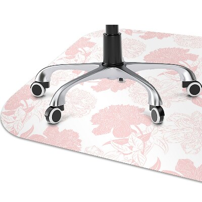 Desk chair mat pink flowers