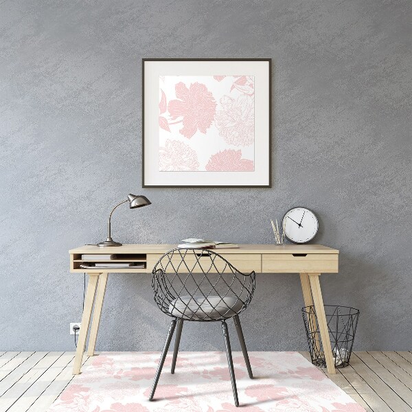 Desk chair mat pink flowers