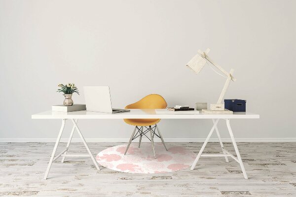Desk chair mat pink flowers