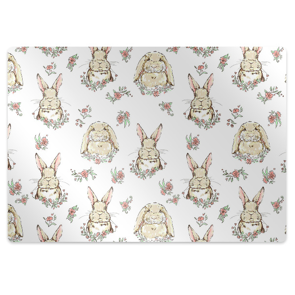 Computer chair mat light brown rabbits