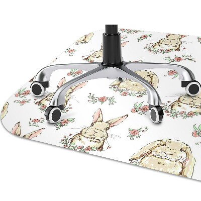 Computer chair mat light brown rabbits