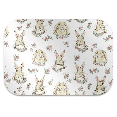 Computer chair mat light brown rabbits