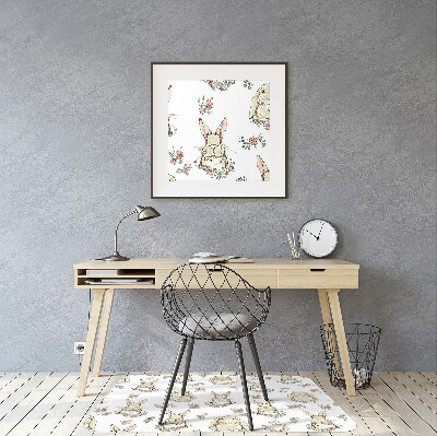 Computer chair mat light brown rabbits