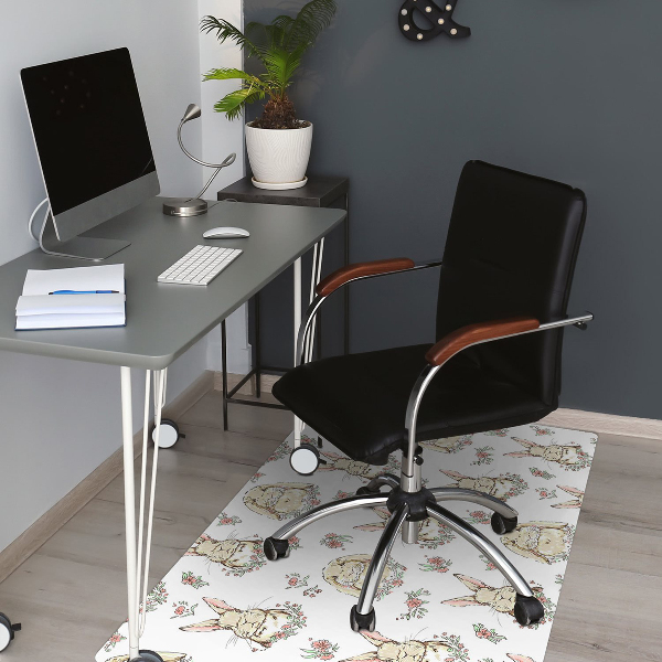 Computer chair mat light brown rabbits