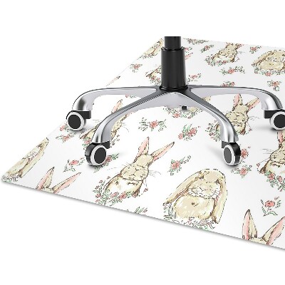 Computer chair mat light brown rabbits