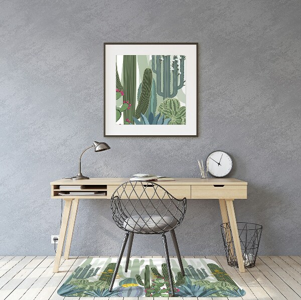 Chair mat floor panels protector flowering cacti
