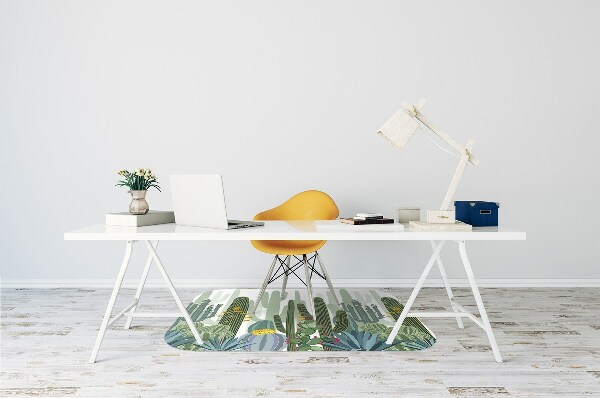 Chair mat floor panels protector flowering cacti