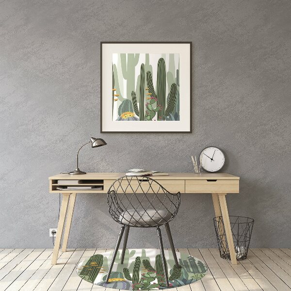 Chair mat floor panels protector flowering cacti