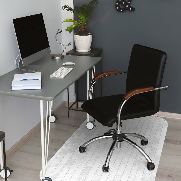 Desk chair mat white brick