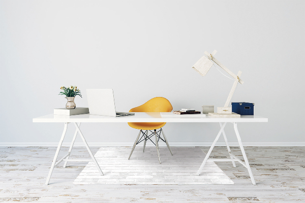 Desk chair mat white brick
