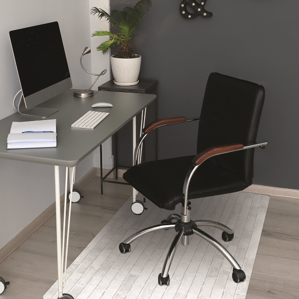 Desk chair mat white brick