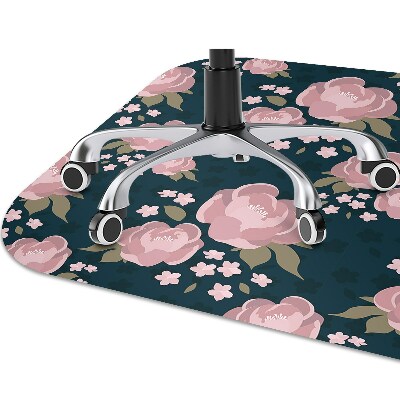 Desk chair mat pink flowers