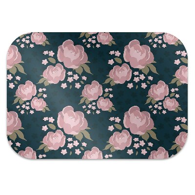 Desk chair mat pink flowers