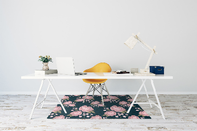 Desk chair mat pink flowers